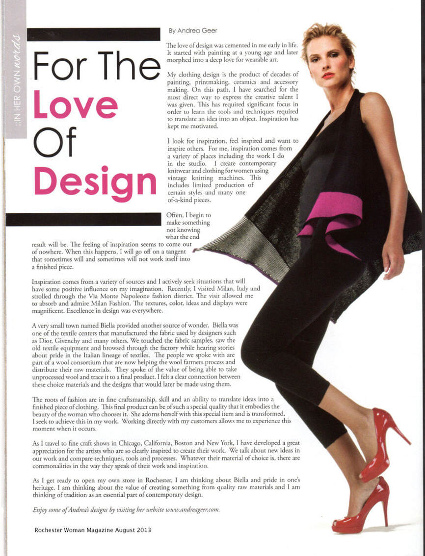 For the Love of Design article from Rochester Woman Magazine August 2013
